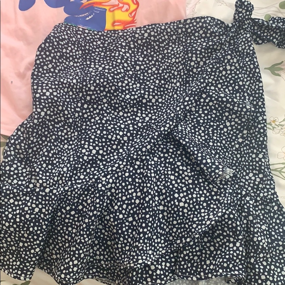 dainty navy wrap skirt